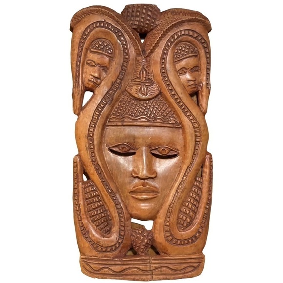 VTG Indonesian South Pacific Polynesian Wood Wall Art Goddess Mother MCM